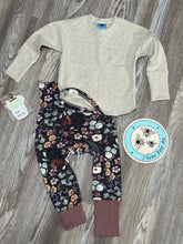 Load image into Gallery viewer, 12m-3T Grow-With-Me SET!!! (Dark Floral pants with Oatmeal Sweatshirt)
