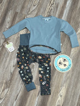 Load image into Gallery viewer, 12m-3T Grow-With-Me SET!!! (Dark Beatle pants with Blue Sweatshirt)
