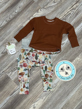 Load image into Gallery viewer, 3m - 12m Grow-With-Me SET!!! (Light mushrooms pants with rust Sweatshirt)
