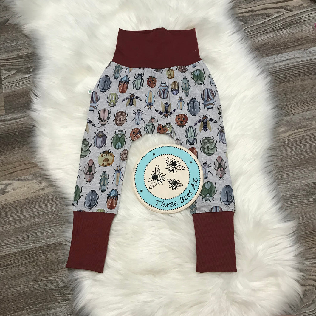 12m-3T - Grow with me Joggers - Beetles with rust colored bands - Organic Cotton