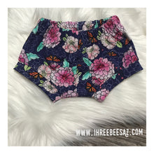 Load image into Gallery viewer, Navy floral with butterflies Shorties
