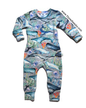 Load image into Gallery viewer, 9m Envelope Snuggle Romper - whales and coral
